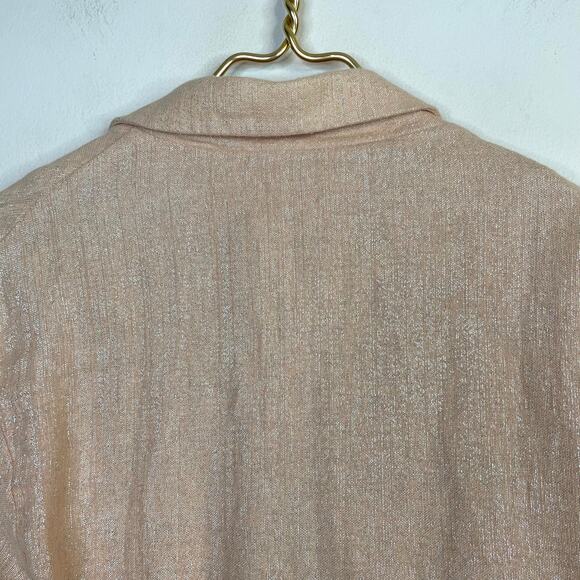 Amadi Kaye Linen Blend Metallic Oversized Unstructured Blazer Jacket Anthro XS - Picture 10 of 15